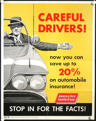 a poster of a man driving a car