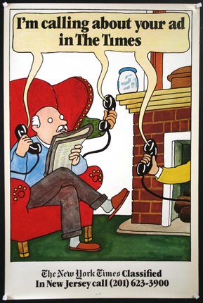 a cartoon of a man reading a newspaper while holding a phone
