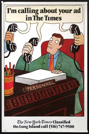 a cartoon of a man holding telephones