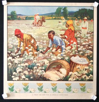 a poster of people picking cotton