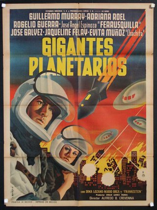 a movie poster with a couple of people wearing helmets