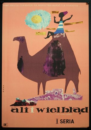a poster of a camel and a man