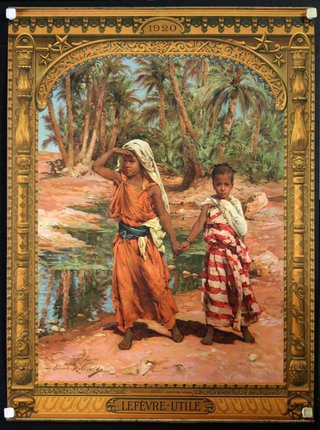 a painting of two girls in a frame