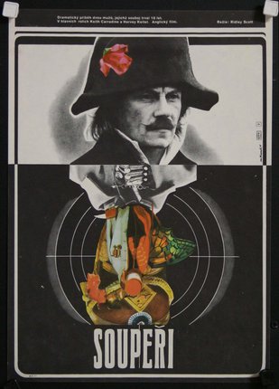 a poster of a man with a mustache and a hat