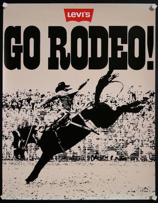 a poster with a cowboy riding a horse