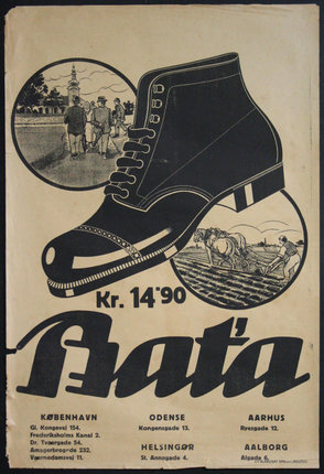 a poster with a shoe and text
