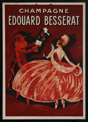 a poster of a man giving a woman a bottle of champagne