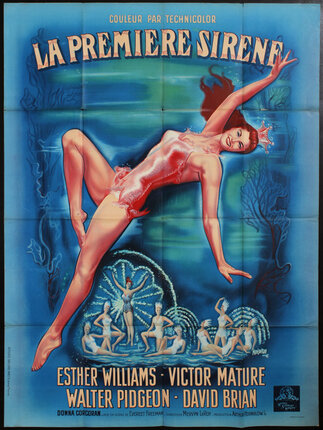 a poster of a woman swimming