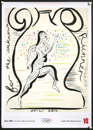 a poster with a woman running