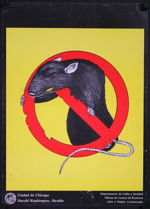 a sign with a rat in it