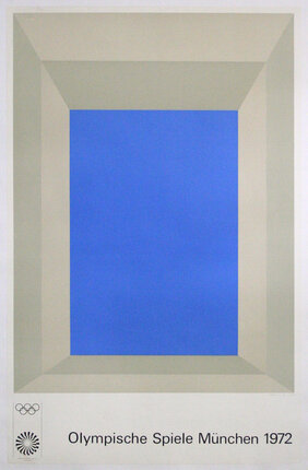 a blue rectangular frame with white border