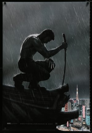 a man holding a sword in the rain
