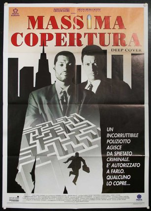 a movie poster with a man running through a maze