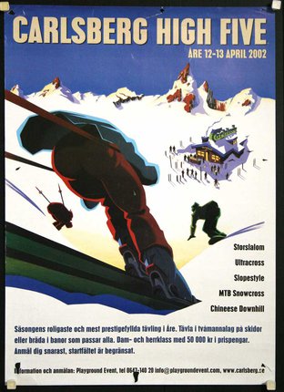 a poster of a skier on a snowy mountain