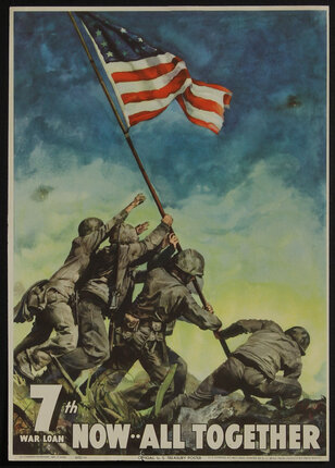 a poster of soldiers raising a flag