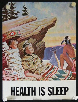 a poster of a woman sleeping on a blanket