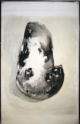 a black and white painting of a shell