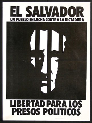 a poster with a face in prison bars