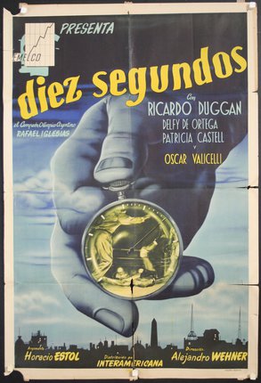 a poster of a hand holding a pocket watch
