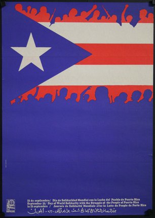 a poster with a flag and a flag
