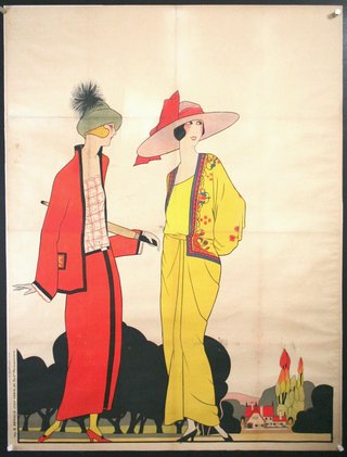a poster of two women wearing hats