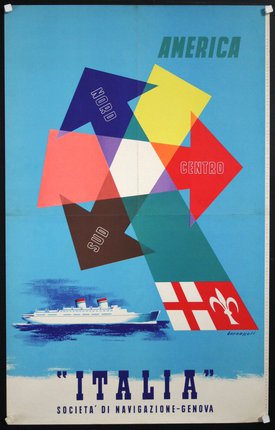 a poster with arrows and a ship