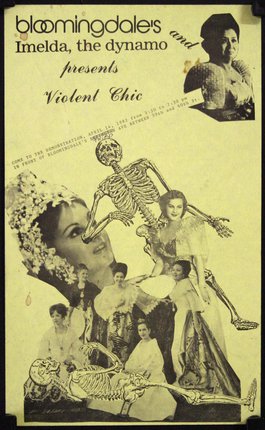 a poster with a woman and a skeleton