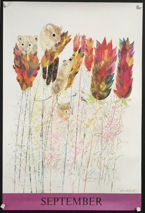 a poster with animals in leaves