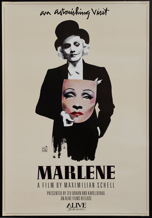 a poster of a woman holding a mask