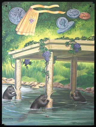 a painting of bears in water
