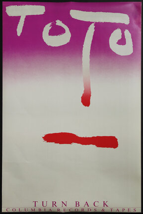 a poster with a face and red paint