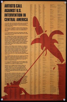 a poster with text and a silhouette of a palm tree