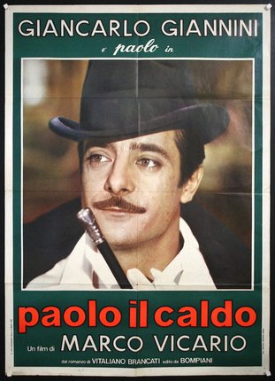 a poster of a man with a hat and cane