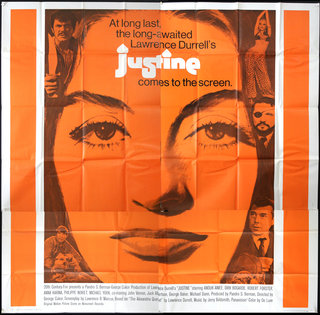 an orange and white poster with a woman's face