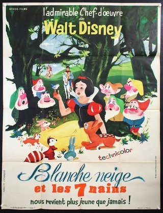 a movie poster of a snow white and the seven dwarfs