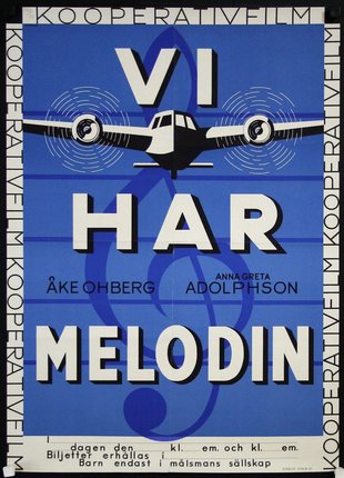 a poster with a plane flying in the air