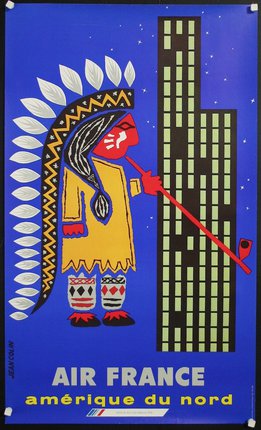 a poster of a native american man smoking a pipe
