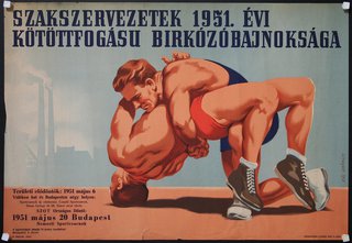 a poster of two men wrestling