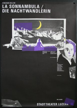a black and purple poster