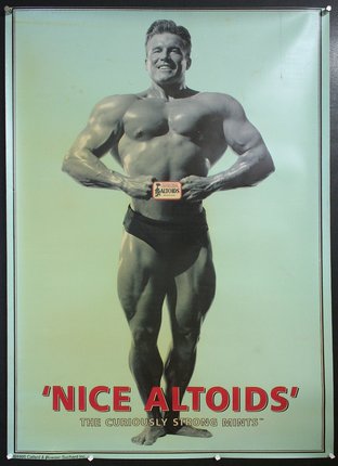 a poster of a muscular man