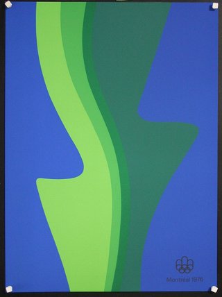 a blue and green poster