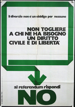 a poster with green arrows and black text