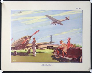 a group of people in a car and a plane flying in the sky