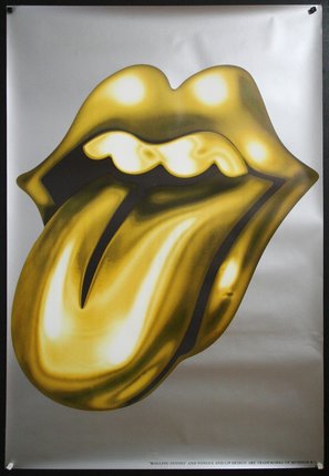 a poster with a gold tongue sticking out