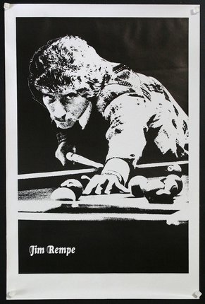 a poster of a man playing pool