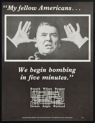 a poster of a man with his hands up