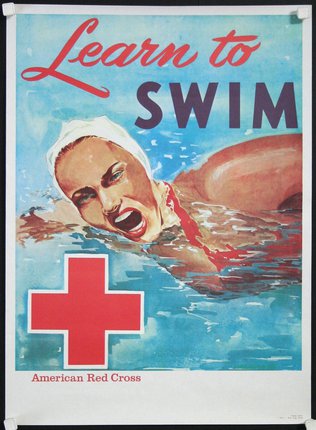 a poster of a woman swimming in water