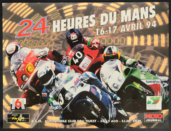 a poster of a group of people on motorcycles
