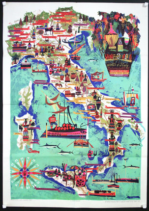 a map of italy with many ships