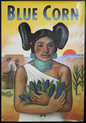 a poster of a woman holding corn